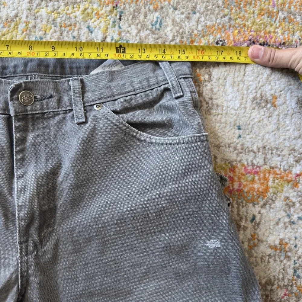 Vintage Faded Y2K Dickies Grey Canvas Carpenter Pants Workwear 32x30